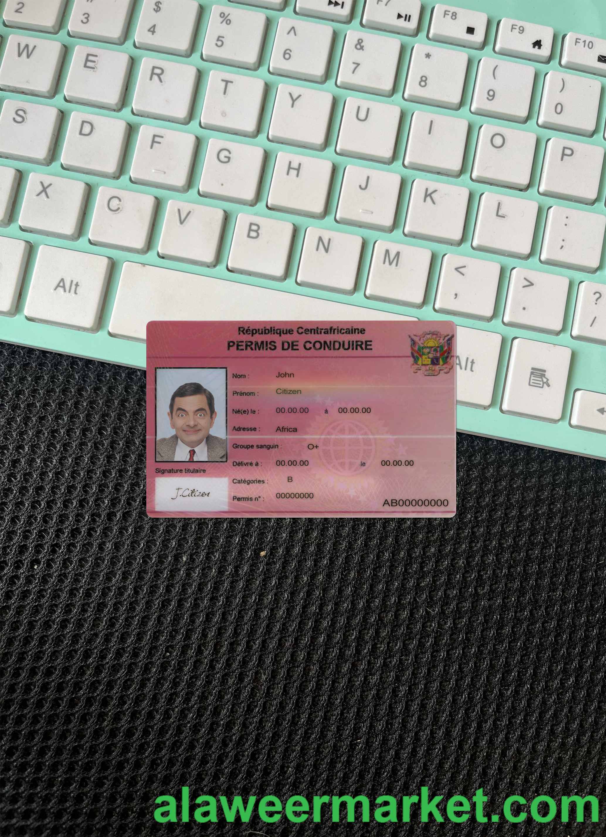 Central African driving license photolook front